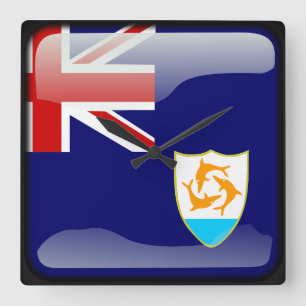 Relógio Quadrado Bandeira de Anguilla