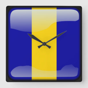 Relógio Quadrado Bandeira de Barbados
