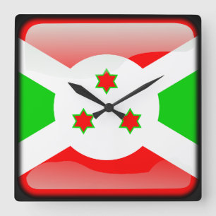 Relógio Quadrado Bandeira de Burundi