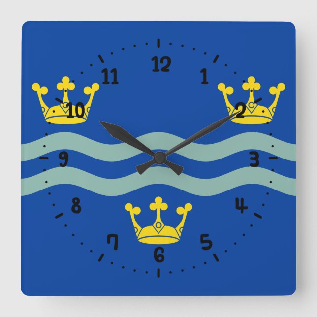 Relógio Quadrado Bandeira de Cambridgeshire Square Wall Clock (Frente)