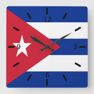 Relógio Quadrado Bandeira de Cuba   