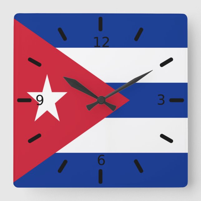 Relógio Quadrado Bandeira de Cuba    (Frente)