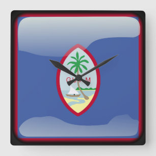Relógio Quadrado Bandeira de Guam