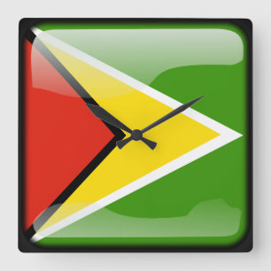 Relógio Quadrado Bandeira de Guyana