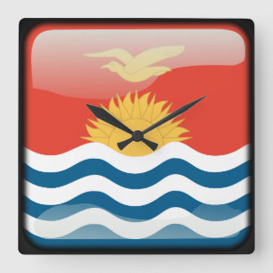 Relógio Quadrado Bandeira de Kiribati