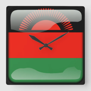 Relógio Quadrado Bandeira de Malawi