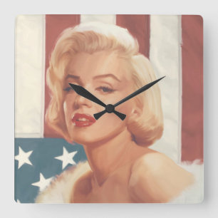 Relógio Quadrado Bandeira de Marilyn