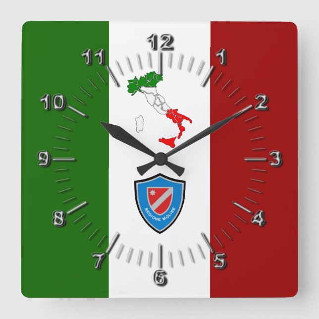 Relógio Quadrado Bandeira de Molise (Itália) (Frente)