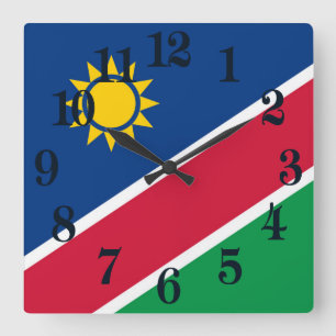 Relógio Quadrado Bandeira de Namíbia