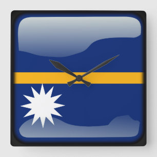 Relógio Quadrado Bandeira de Nauru