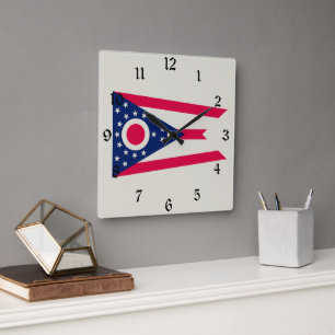 Relógio Quadrado Bandeira de Ohio: A Bandeira do Estado Buckeye