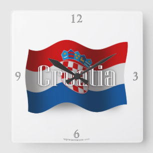 Relógio Quadrado Bandeira de ondulação de Croatia