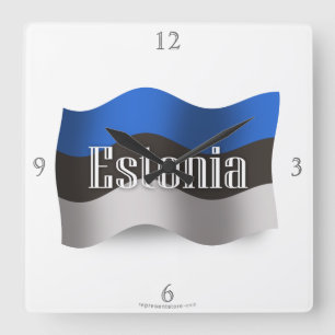 Relógio Quadrado Bandeira de ondulação de Estónia