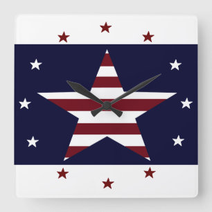 RELÓGIO QUADRADO BANDEIRA DE OS ESTADOS UNIDOS WALLCLOCK PATRIÓTIC