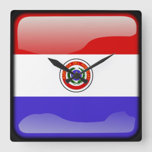 Relógio Quadrado Bandeira de Paraguai