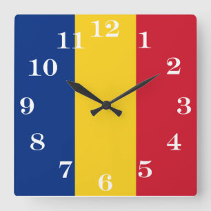 Relógio Quadrado Bandeira de Romania
