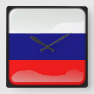 Relógio Quadrado Bandeira de Rússia