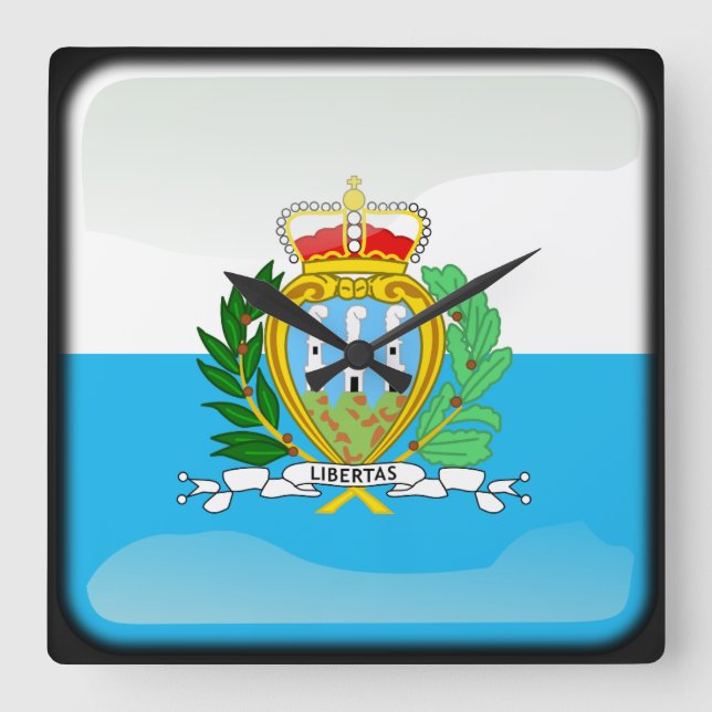 Relógio Quadrado Bandeira de São Marino (Frente)