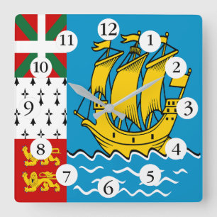 Relógio Quadrado Bandeira de São Pedro e Miquelão