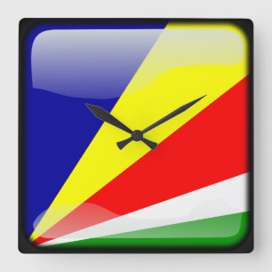 Relógio Quadrado Bandeira de Seychelles