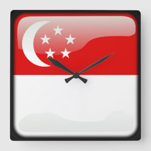 Relógio Quadrado Bandeira de Singapura