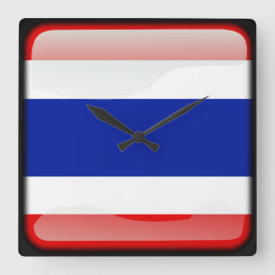 Relógio Quadrado Bandeira de Tailândia