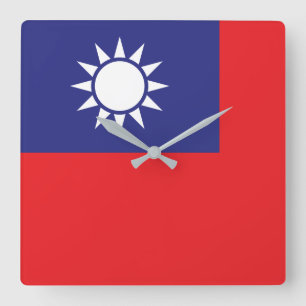 Relógio Quadrado Bandeira de Taiwan