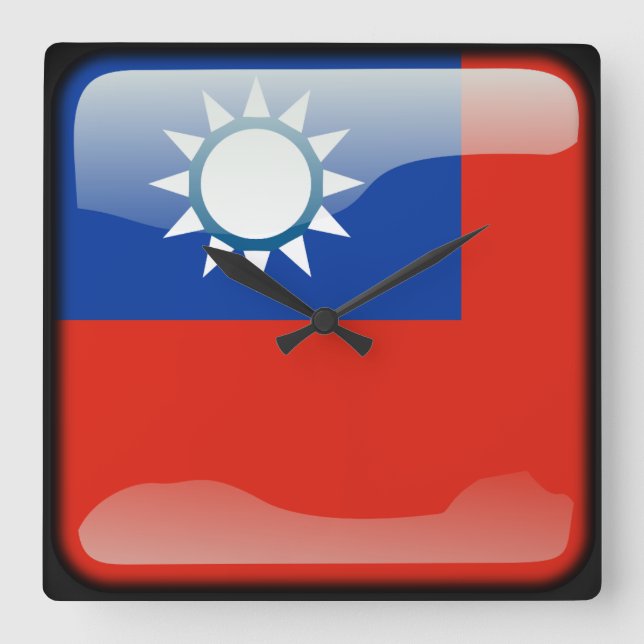 Relógio Quadrado Bandeira de Taiwan (Frente)
