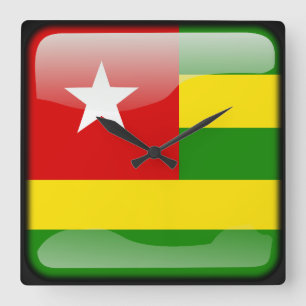 Relógio Quadrado Bandeira de Togo