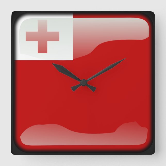 Relógio Quadrado Bandeira de Tonga (Frente)