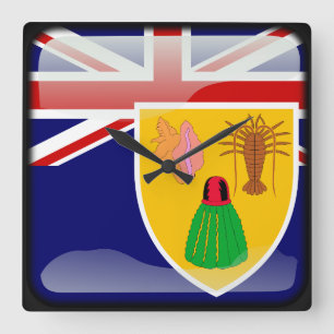 Relógio Quadrado Bandeira de Turks and Caicos Islands