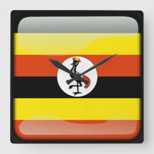 Relógio Quadrado Bandeira de Uganda