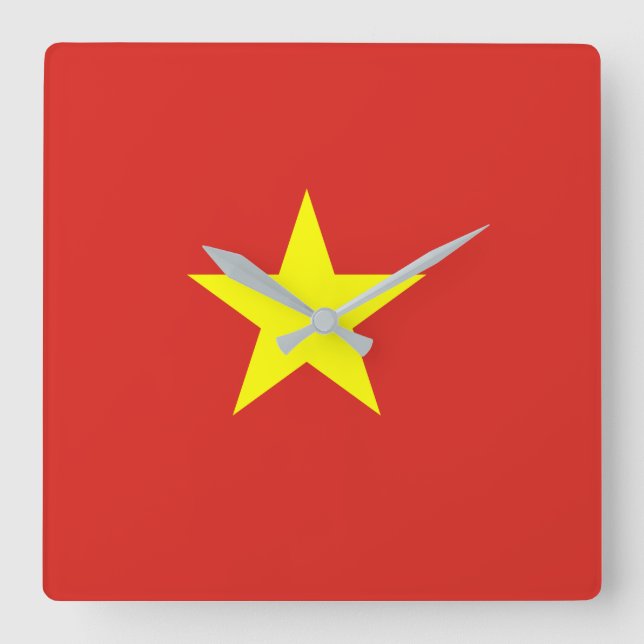 Relógio Quadrado Bandeira de Vietnam (Frente)