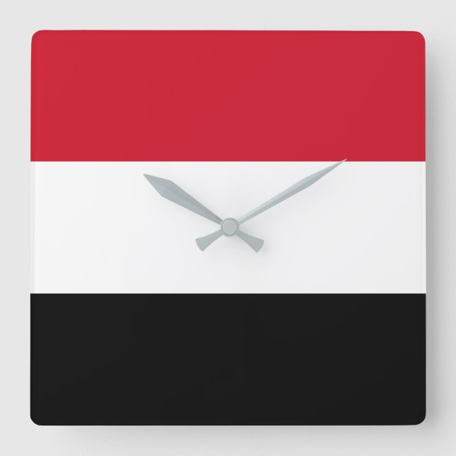Relógio Quadrado Bandeira de Yemen (Frente)