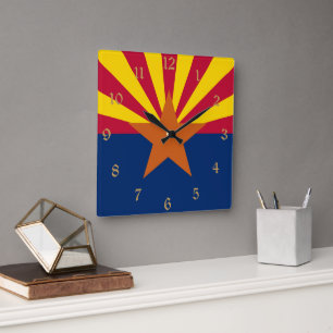 Relógio Quadrado Bandeira do Arizona: Estrela Cadente Sol, O Estado