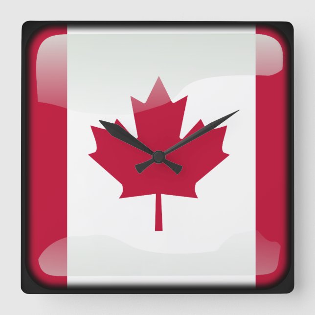 Relógio Quadrado Bandeira do Canadá (Frente)
