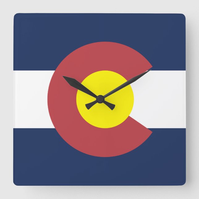 Relógio Quadrado Bandeira do Colorado (Frente)