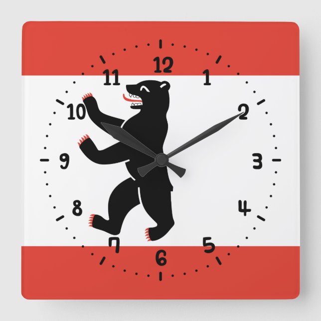 Relógio Quadrado Bandeira do Muro da Praça de Berlim (Frente)