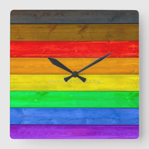 Relógio Quadrado Bandeira do orgulho gay inclusivo de SlipperyJoe t
