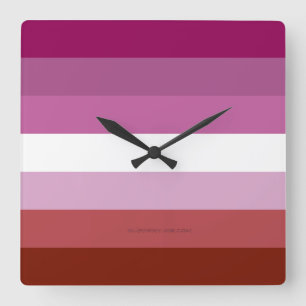 Relógio Quadrado bandeira do orgulho lésbico feminino SlipperyJoe's