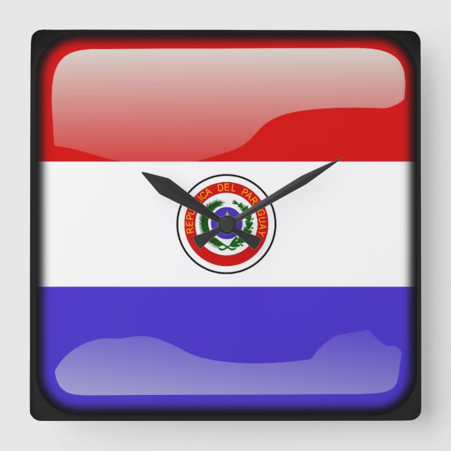 Relógio Quadrado Bandeira do Paraguai (Frente)