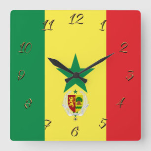 Relógio Quadrado Bandeira do Senegal-casaco de armas