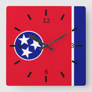 Relógio Quadrado Bandeira do Tennessee