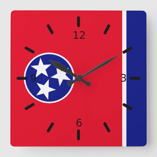 Relógio Quadrado Bandeira do Tennessee (Frente)