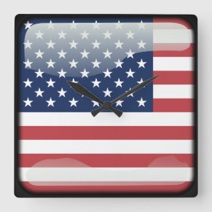 Relógio Quadrado Bandeira dos Estados Unidos da América