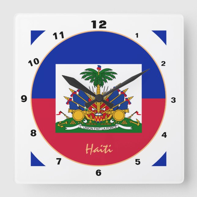 Relógio Quadrado Bandeira haitiana moderna, Trendy Haiti Casa / des (Frente)