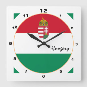 Relógio Quadrado Bandeira Húngara Moderna, Casa Húngara/design