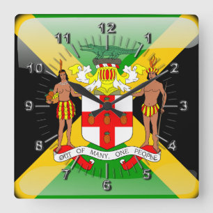 Relógio Quadrado Bandeira lustrosa jamaicana