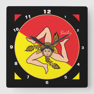 Relógio Quadrado Bandeira Siciliana, Moda da Sicília/design clock