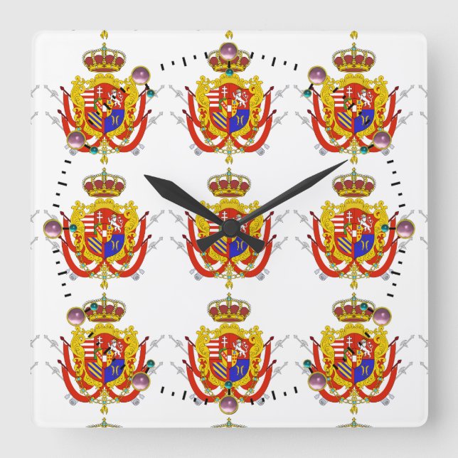 Relógio Quadrado Banner vermelho branco Grão-Ducado da Toscana (Frente)